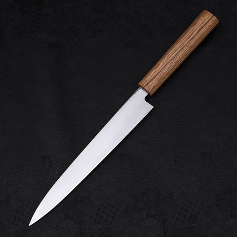 Yanagiba AUS-8 Polished Oak Handle 210mm-[Musashi]-[Japanese-Kitchen-Knives]