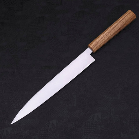 Yanagiba AUS-8 Polished Oak Handle 240mm-[Musashi]-[Japanese-Kitchen-Knives]