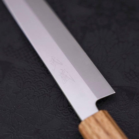 Yanagiba AUS-8 Polished Oak Handle 240mm-[Musashi]-[Japanese-Kitchen-Knives]