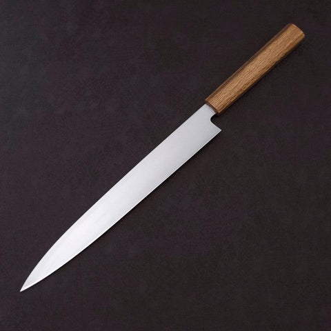 Yanagiba AUS-8 Polished Oak Handle 270mm-[Musashi]-[Japanese-Kitchen-Knives]