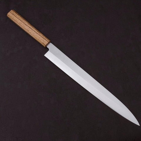 Yanagiba AUS-8 Polished Oak Handle 300mm (11.8”)-[Musashi]-[Japanese-Kitchen-Knives]