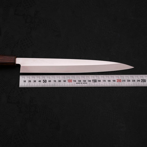 Yanagiba AUS-8 Polished Sumi Urushi Handle 240mm (9.4”)-[Musashi]-[Japanese-Kitchen-Knives]