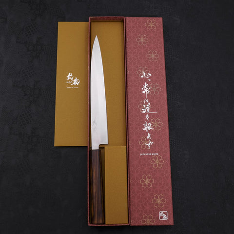 Yanagiba AUS-8 Polished Sumi Urushi Handle 240mm-[Musashi]-[Japanese-Kitchen-Knives]