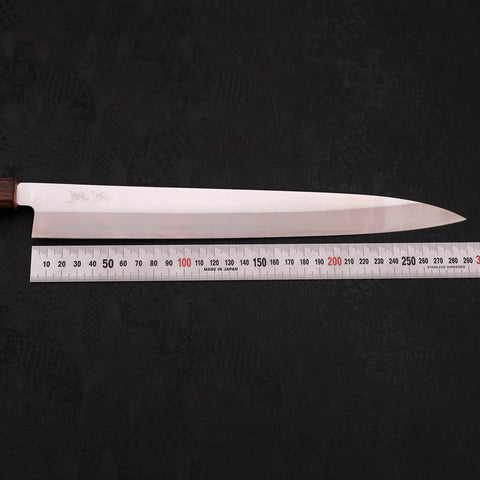 Yanagiba AUS-8 Polished Sumi Urushi Handle 300mm (11.8”)-[Musashi]-[Japanese-Kitchen-Knives]