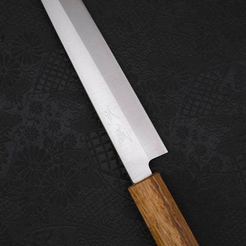 Yanagiba AUS-8 Polished Yaki Urushi Handle 210mm-[Musashi]-[Japanese-Kitchen-Knives]