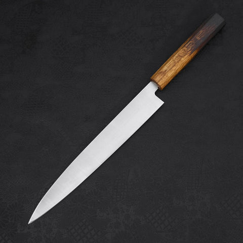 Yanagiba AUS-8 Polished Yaki Urushi Handle 240mm-[Musashi]-[Japanese-Kitchen-Knives]