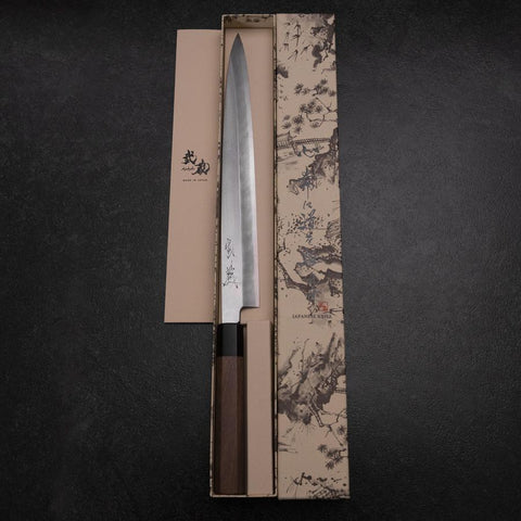 Yanagiba Blue Steel #2 Kasumi Walnut Handle 300mm-[Musashi]-[Japanese-Kitchen-Knives]