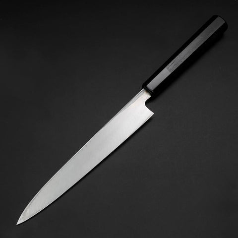 Yanagiba Blue Steel #2 Kurouchi Buffalo Ebony Handle 210mm (8.3”)-[Musashi]-[Japanese-Kitchen-Knives]