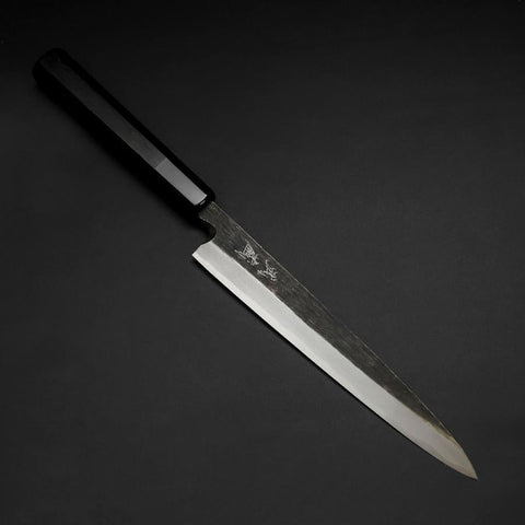 Yanagiba Blue Steel #2 Kurouchi Buffalo Ebony Handle 210mm (8.3”)