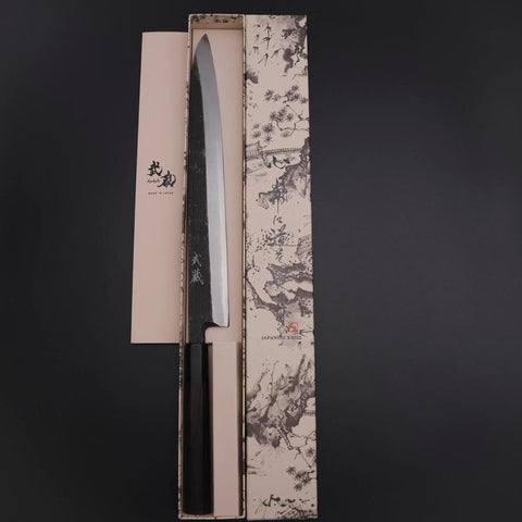 Yanagiba Blue Steel #2 Kurouchi Buffalo Ebony Handle 290mm-[Musashi]-[Japanese-Kitchen-Knives]