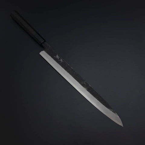 Yanagiba Blue Steel #2 Kurouchi Buffalo Ebony Handle 290mm-[Musashi]-[Japanese-Kitchen-Knives]