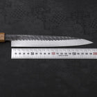 Yanagiba Blue Steel #2 Kurouchi Tsuchime Yaki Urushi Handle 200mm (7.9”)-[Musashi]-[Japanese-Kitchen-Knives]