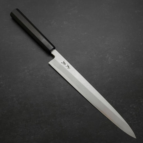 Yanagiba Blue Steel #2 Suminagashi Buffalo Ebony Handle 270mm (10.6”)-[Musashi]-[Japanese-Kitchen-Knives]