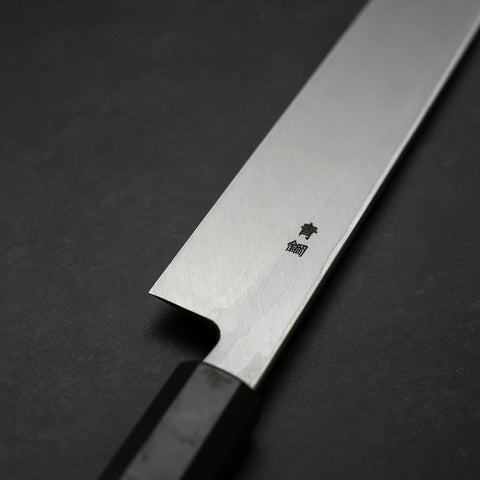 Yanagiba Blue Steel #2 Suminagashi Buffalo Ebony Handle 300mm (11.8”)-[Musashi]-[Japanese-Kitchen-Knives]