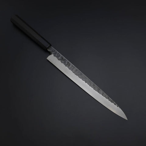 Yanagiba Blue Steel #2 Tsuchime Kurouchi Buffalo Ebony Handle 260mm-[Musashi]-[Japanese-Kitchen-Knives]