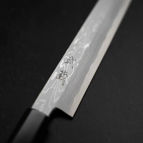 Yanagiba Blue Steel #1 Suminagashi Buffalo Ebony Handle With Sheath 270mm-[Musashi]-[Japanese-Kitchen-Knives]