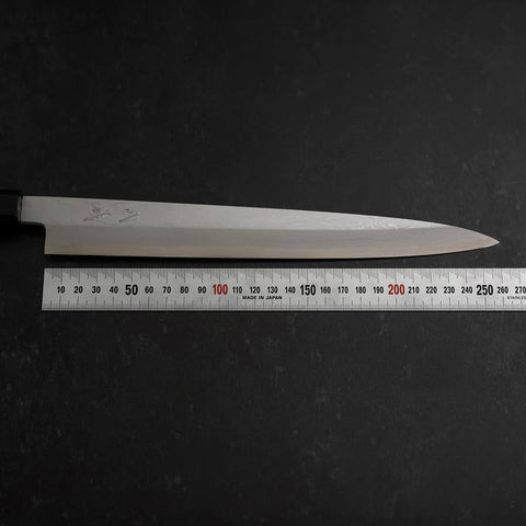 Yanagiba Blue Steel #1 Suminagashi Buffalo Ebony Handle With Sheath 270mm-[Musashi]-[Japanese-Kitchen-Knives]