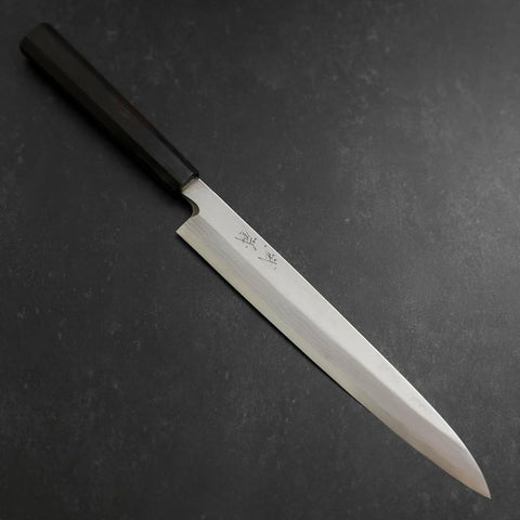 Yanagiba Blue Steel #2 Damascus Buffalo Ebony Handle 210mm-[Musashi]-[Japanese-Kitchen-Knives]