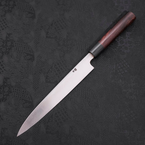 Yanagiba Blue Steel #2 Damascus Shitan Handle 210mm-[Musashi]-[Japanese-Kitchen-Knives]