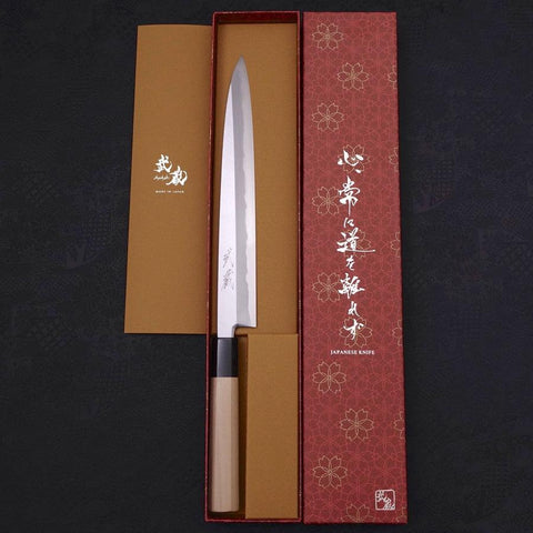 Yanagiba Blue Steel #2 Kasumi Buffalo Handle 240mm-[Musashi]-[Japanese-Kitchen-Knives]