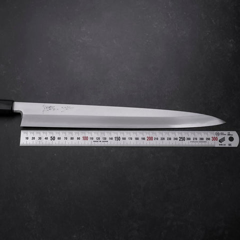 Yanagiba Blue Steel #2 Kasumi Buffalo Magnolia Handle 330mm-[Musashi]-[Japanese-Kitchen-Knives]