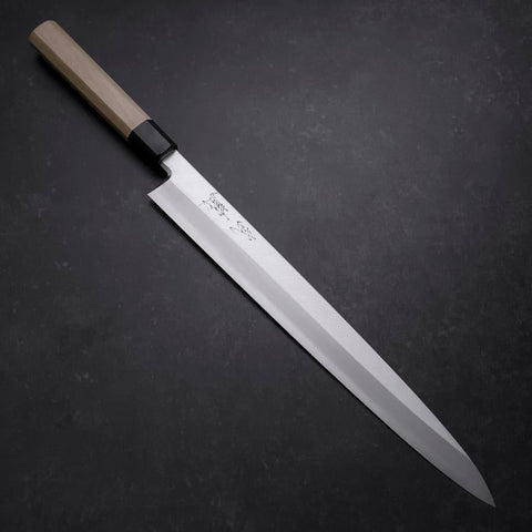 Yanagiba Blue Steel #2 Kasumi Buffalo Magnolia Handle 330mm-[Musashi]-[Japanese-Kitchen-Knives]