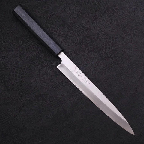 Yanagiba Blue Steel #2 Kasumi Dark-Blue Urushi Handle 210mm-[Musashi]-[Japanese-Kitchen-Knives]