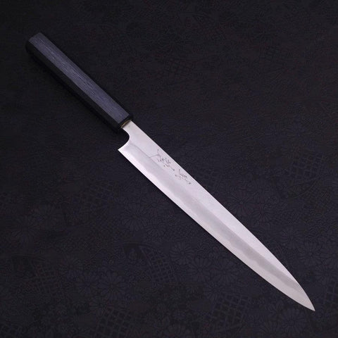 Yanagiba Blue Steel #2 Kasumi Dark-Blue Urushi Handle 240mm-[Musashi]-[Japanese-Kitchen-Knives]