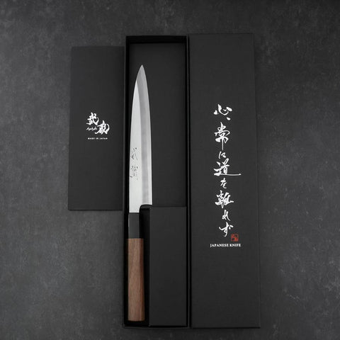 Yanagiba Blue Steel #2 Kasumi Mango de Nogal 165mm