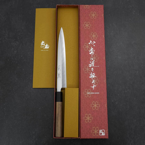 Yanagiba Blue Steel #2 Kasumi Walnut Handle 200mm-[Musashi]-[Japanese-Kitchen-Knives]