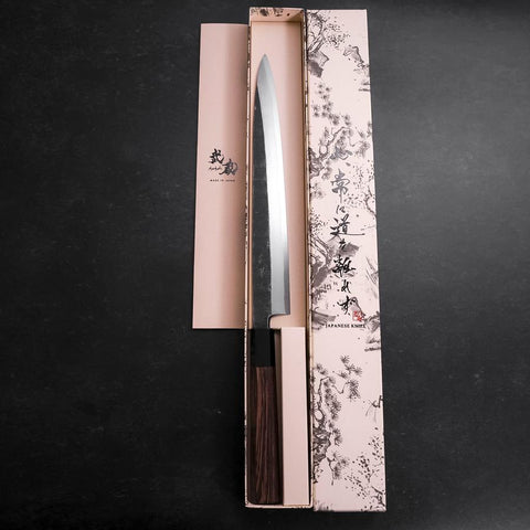 Yanagiba Blue Steel #2 Kurouchi Buffalo Wenge Handle 270mm-[Musashi]-[Japanese-Kitchen-Knives]