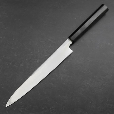 Yanagiba Blue Steel #2 Kurouchi Chokin Sakura-Fuji Buffalo Ebony Handle 210mm-[Musashi]-[Japanese-Kitchen-Knives]