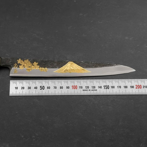 Yanagiba Blue Steel #2 Kurouchi Chokin Sakura-Fuji Buffalo Ebony Handle 210mm-[Musashi]-[Japanese-Kitchen-Knives]