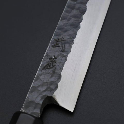 Yanagiba Blue Steel #2 Kurouchi Tsuchime Mango de Ébano con Cuerno de Búfalo 260mm