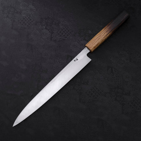 Yanagiba Blue Steel #2 Kurouchi Tsuchime Yaki Urushi Handle 240mm-[Musashi]-[Japanese-Kitchen-Knives]