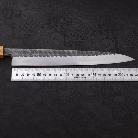 Yanagiba Blue Steel #2 Kurouchi Tsuchime Yaki Urushi Handle 240mm-[Musashi]-[Japanese-Kitchen-Knives]