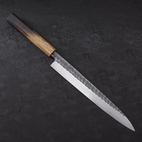 Yanagiba Blue Steel #2 Kurouchi Tsuchime Yaki Urushi Handle 240mm-[Musashi]-[Japanese-Kitchen-Knives]