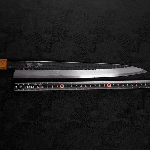 Yanagiba Blue Steel #2 Kurouchi Tsuchime Yaki Urushi Handle 300mm-[Musashi]-[Japanese-Kitchen-Knives]