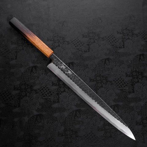 Yanagiba Blue Steel #2 Kurouchi Tsuchime Yaki Urushi Handle 300mm-[Musashi]-[Japanese-Kitchen-Knives]