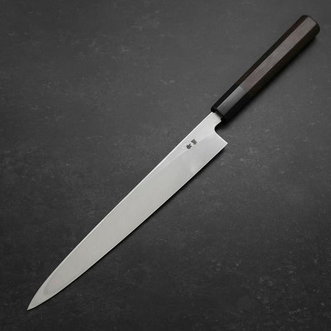 Yanagiba Blue Steel #2 Suminagashi Buffalo Ebony Handle 240mm (9.4”)