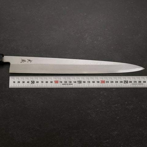Yanagiba Blue Steel #2 Suminagashi Buffalo Ebony Handle 300mm (11.8”)