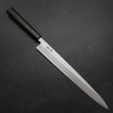 Yanagiba Blue Steel #2 Suminagashi Buffalo Ebony Handle 300mm-[Musashi]-[Japanese-Kitchen-Knives]