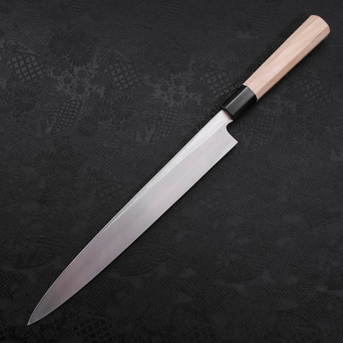 Yanagiba Blue Steel #2 Suminagashi Buffalo Magnolia Handle 260mm-[Musashi]-[Japanese-Kitchen-Knives]
