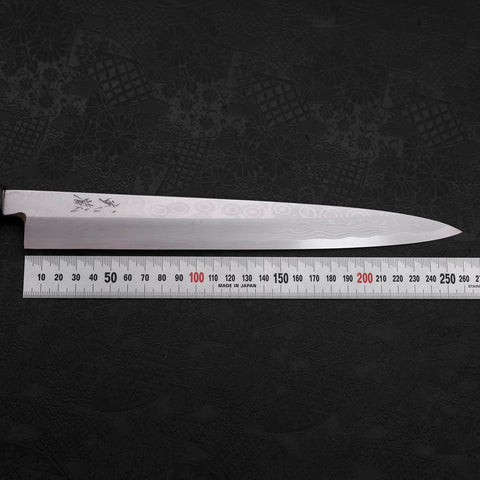 Yanagiba Blue Steel #2 Suminagashi Buffalo Magnolia Handle 260mm-[Musashi]-[Japanese-Kitchen-Knives]
