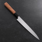 Yanagiba Left Hand AUS-10 Polished Buffalo Teak Handle 210mm-[Musashi]-[Japanese-Kitchen-Knives]