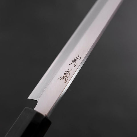 Yanagiba Left Hand AUS-10 Polished Buffalo Teak Handle 210mm-[Musashi]-[Japanese-Kitchen-Knives]
