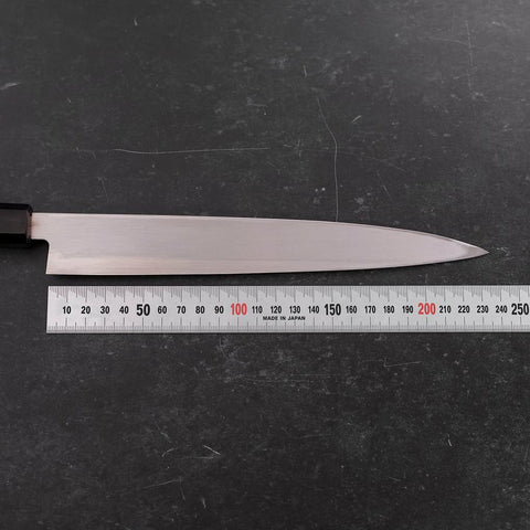 Yanagiba Left Hand AUS-10 Polished Buffalo Teak Handle 240mm (9.4”)-[Musashi]-[Japanese-Kitchen-Knives]