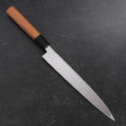 Yanagiba Left Hand AUS-10 Polished Buffalo Teak Handle 240mm (9.4”)-[Musashi]-[Japanese-Kitchen-Knives]