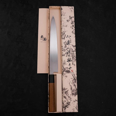 Yanagiba Left Hand AUS-10 Polished Buffalo Teak Handle 270mm-[Musashi]-[Japanese-Kitchen-Knives]