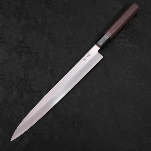 Yanagiba Left Hand AUS-10 Polished Buffalo Wenge Handle 290mm-[Musashi]-[Japanese-Kitchen-Knives]